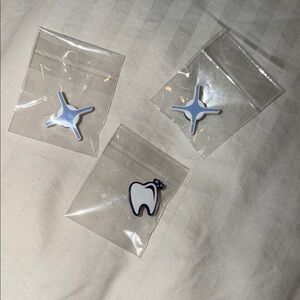 Set of Three tooth & sparkle jibbitz for crocs